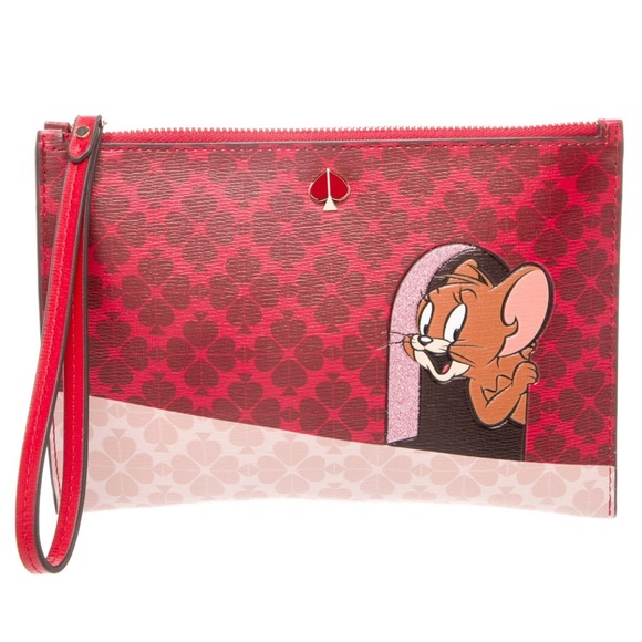 kate spade Handbags - Kate Spade x Tom & Jerry Red Leather Clutch Wristlet Bag NWT